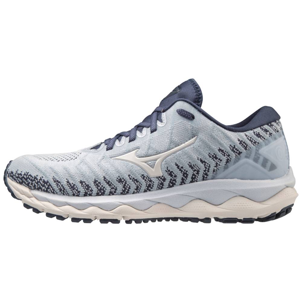 Womens Mizuno Wave Sky 4 WAVEKNIT™ D (Wide) Running Shoes White/Navy Philippines (ZYUJKI947)